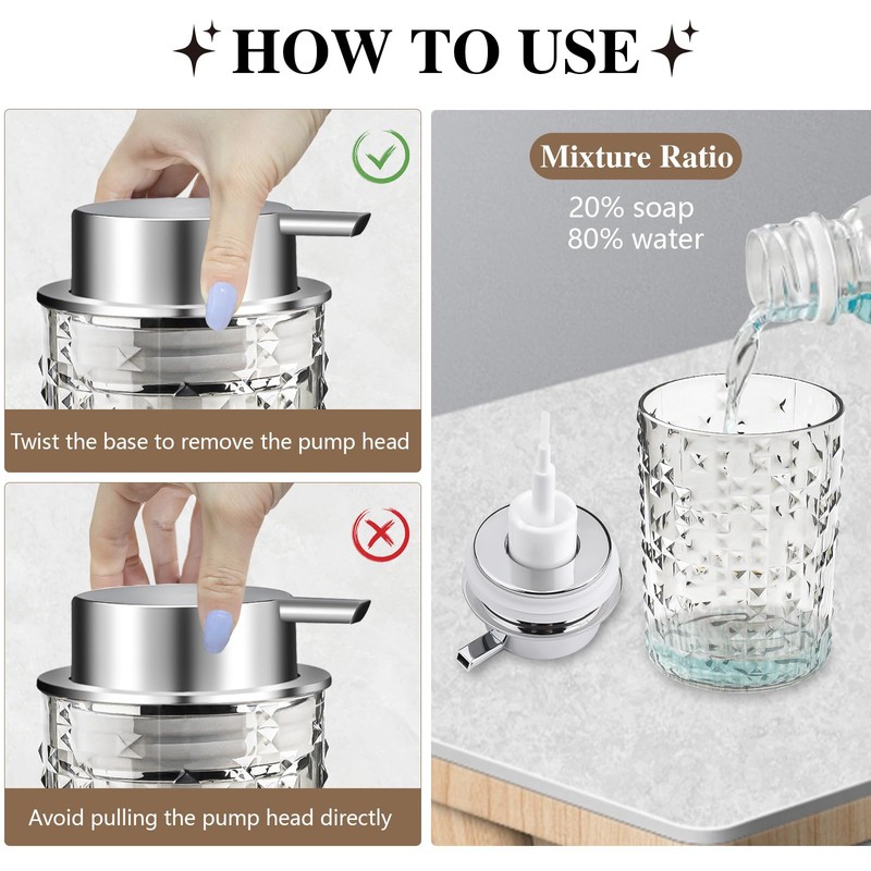 RETON 2 Pcs Foaming Soap Dispenser, 10 Oz/300ml Clear Foam