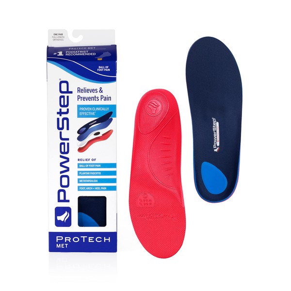 Powerstep ProTech Met Full Length - Ball of Foot Pain Relief Insole, Metatarsalgia Arch Support Orthotic for Women and Men (M 12-13)