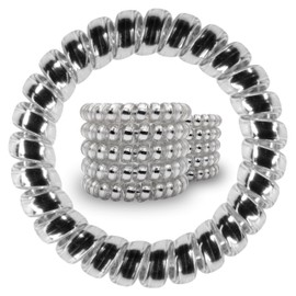 Specora - Spiral Hair Scrunchies Pack of 10 - 5 cm TPU Silver