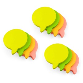 Evergreen Goods Sticky Notes Neon Speech Bubbles Removable Assorted Colours (Yellow, Peach, Orange, Green) 100 Sheets per Pad, 76 x 76 mm, 12 Pads, Neon Speech Bubbles
