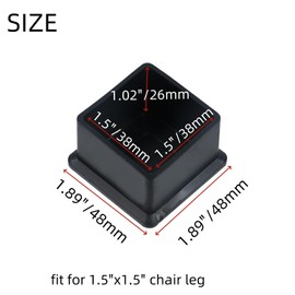 Chair Leg Caps Mcredy Table Leg Foot End Cap Protector Inner Size 1-1/2Inch x 1-1/2Inch Rubber Furniture Foot Fit for Square,Rectangle Chair feet Floor Protectors Black(24 Pcs)