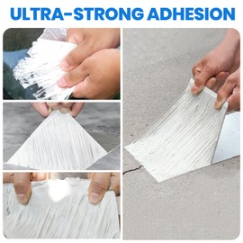 ADHES Butyl Tape Waterproof Tape Aluminum Foil Tape Sealan Tape,8inch x 5m,for RV Repair, Window, Silicone, Boat and Pipe Sealing, Glass & EDPM Rubber Roof Patching, Silver,9 Rolls