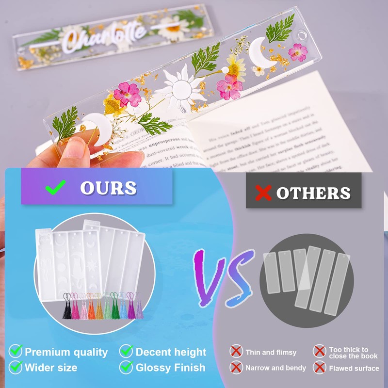 LET'S RESIN Bookmark Resin Molds Silicone 1.5'' Wide, Blank and
