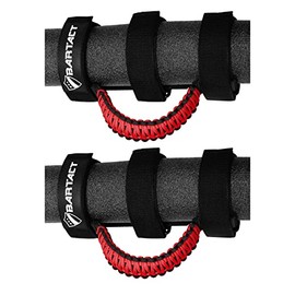 Bartact Roll Bar Grab Handles Jeep Wrangler JL, JK, TJ, YJ, and Jeep Gladiator 1955–2023 Upgrade Metal Buckle, Strong & Durable Paracord Grip Handles for Roll Bar - (Black/Red)