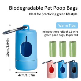 SoeUyd Poop Bag Dispenser, Dog Waste Bag Dispenser, Dog Waste Bag Holder, Portable Waste Bag Dispenser for Dogs, with 3 Waste Bags for Dogs, Waterproof and Lightweight Outdoor Animals Product