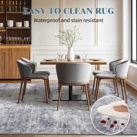 Shilucheng 8x10 Area Rug for Living Room Clearance, Machine Washable Non-Slip Neutral Modern Abstract Indoor Rugs, Soft Rug for Bedroom Under Bed,Dining Room, Home Office Decor Carpet (Gray/Blue)