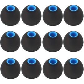 BLLQ 12PCS Large Size Replacement Ear Tips Earbuds Eartips Ear Cap Ear Bud Tip Compatible with BeatsX, Senso, TOZO, Sony & Other Inner Hole 3.8mm~4.2mm Earbuds in-Ear Headphones,Black-Blue,L
