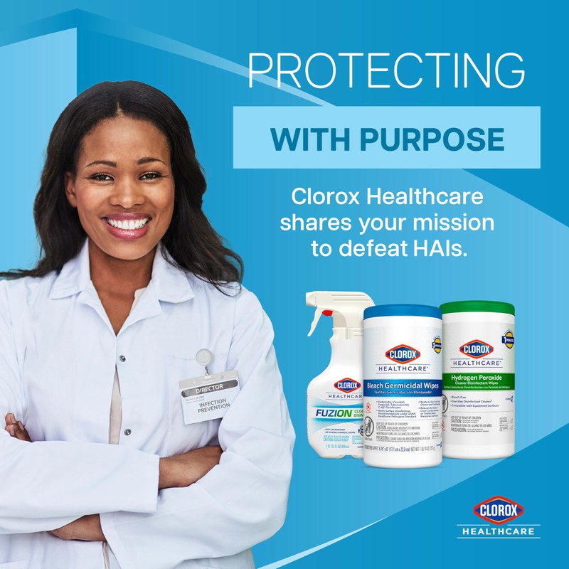 Clorox Healthcare Hydrogen Peroxide Cleaner Disinfectant Wipes, 6.75" x 9",