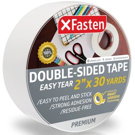 XFasten Tear-by-Hand Double Sided Tape, 2-inch by 30-Yard, Easy Tear for DIY Crafts, Woodworking and Carpet Installation