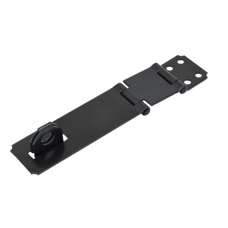 QCAA Double Hinge HASP and Fixed Staple, 4-1/2", Steel, Black,