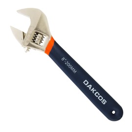 DAKCOS Adjustable Spanner Adjustable Wrench Single Open-End Spanner with Rubber Handle - Length: 8 inch/200 mm Max 25 mm Jaw Width