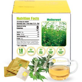 Soilmount 100% Natural Motherwort Tea, Dried Motherwort, Leonurus Japonicus, Chinese Herba, Decaffeinated Loose Leaf Tea, (Leonurus cardiaca/Yimucao/益母草/익모초) Caffeine-Free, 18 Bleach-Free Tea Bags