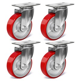 4 Inch Heavy Duty Casters, Swivel Caster Wheels, Polyurethane on Steel Wheel- Casters Set of 4 with 2000 lb Capacity, Caster Wheels for Furniture Workbench Cart (4 Swivel)