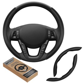 GSPSCN Universal Car Carbon Fiber Steering Wheel Cover Anti-Skid,Butterfly Steering Wheel Cover,Non-Slip Segmented Steering Wheel Protector,Fit for 99% Cars,Car Interior Accessories (Black)