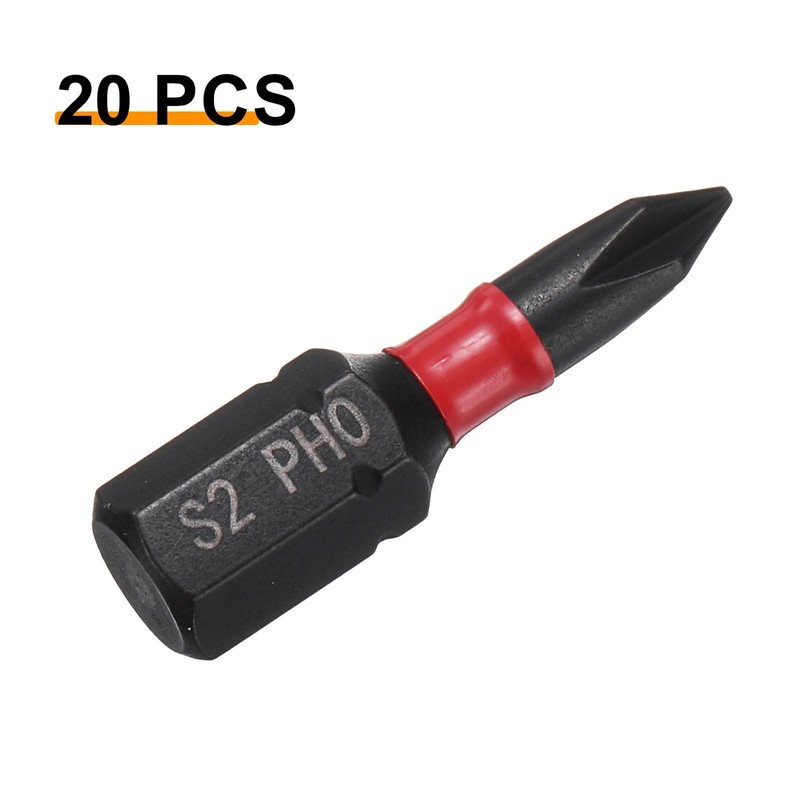 sourcing map 20pcs PH0 Phillips Screwdriver Bit 1/4" Hex Shank