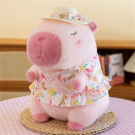 champracer Capybara Cuddly Toy Kawaii Summer, Kawaii Cuddly Toy Capybara, Capybara Cuddly Toy, Plush Toy Capybara Cuddly Toy, Gifts for Children and Girls (23 cm, Pink)
