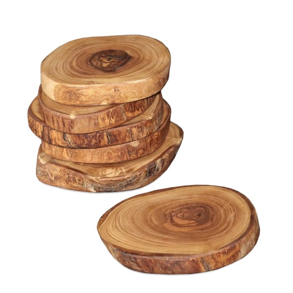 NATUREHOME Natural Tree Slices Coasters Set of 6