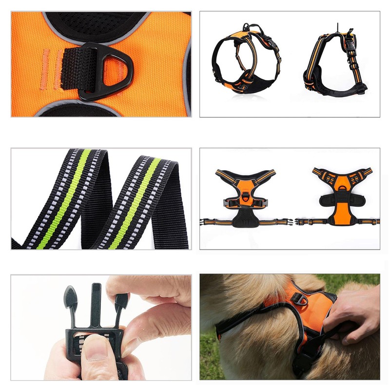 No-Pull Dog Harness Vest Adjustable Outdoor Front Mesh Red