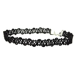 California Modern Fashions Wavy Gothic Black Lace Choker Necklace