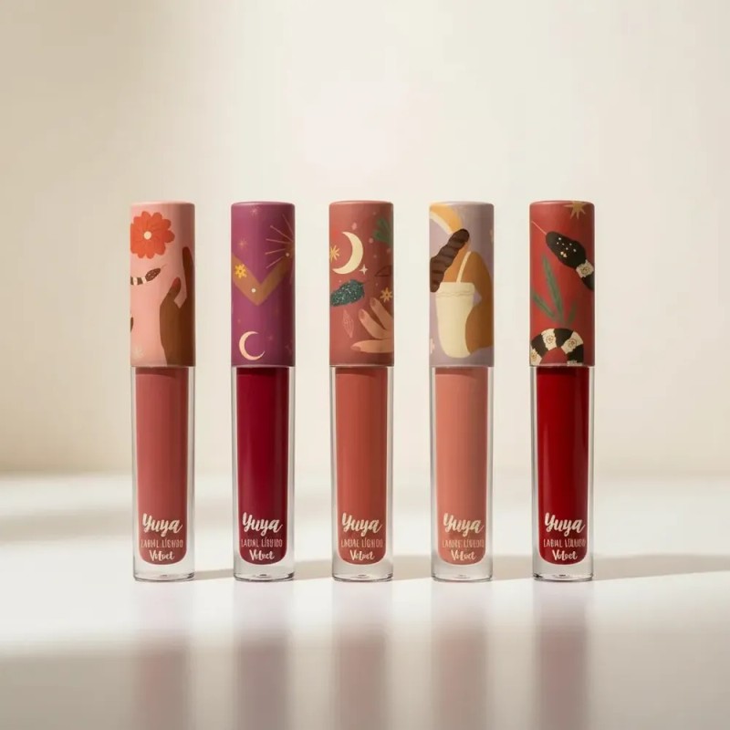 Set 6 Labiales Velvet Yuya + Cosmetiquera Set Velvet