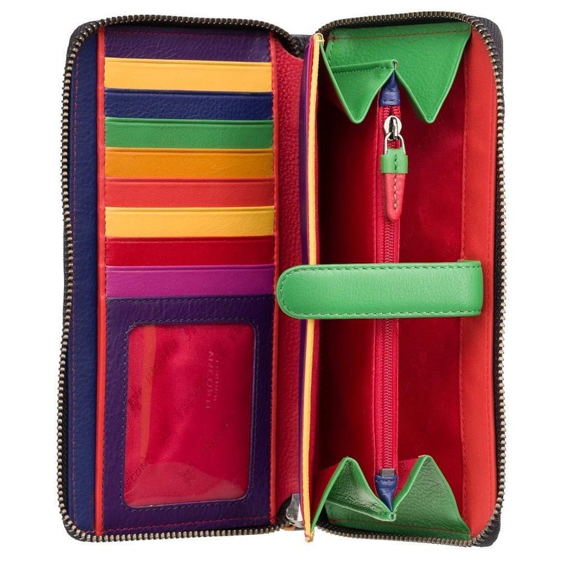 VISCONTI 'Passion' Large Wallet with Zip and Colourful Hearts RFID