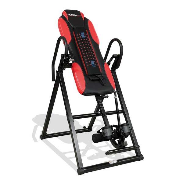 Health Gear - ITM 6400 - Deluxe Heat and Vibration Massage Inversion Table, Black, Red