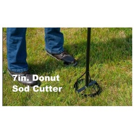 Steel Sprinkler Donut Cutter - 7-Inch Diameter Hole, 2 x 3/8-Inch Depth, Comfortable Grip for Easy Grass Trimming Around Sprinklers