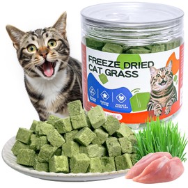 ZHSteveG Freeze-Dried Cat Grass Treats with Premium Gourmet Blend - Natural Hairball Control & Gut Health Support for Cats (Chicken Breast Formula, 1.76 oz)