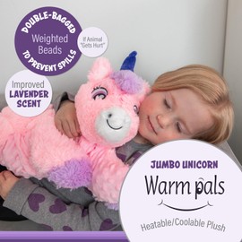 1i4 Group Jumbo Weighted Hugs by Warm Pals – Unicorn – 4lbs – Cozy Microwavable Lavender Scented Plush Toys – Stuffed Animal – Calming & Comforting Plushie