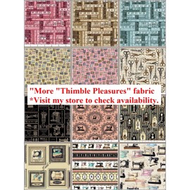 QUILTING TREASURES "THIMBLE PLEASURES" QT 24161P SEWING MACHINES SILHOUETTES FABRIC PRICED @ 1/2 YD