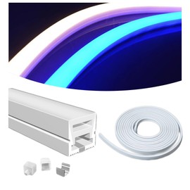 DGLILUAN 196inch Silicone LED Diffuser Channel, Flexible Waterproof Neon Rope Strip Light Tube Silicone Cover for 6mm Led Strip Lights for Living Room, Kitchen, Wall and Other Decoration (10 x 10mm)