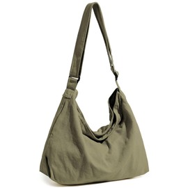 BASICPOWER Canvas Messenger Bag, Hobo Crossbody Shoulder Large Tote Bags Lightweight for Women and Men, Army Green