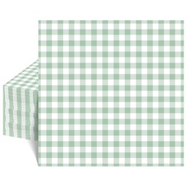 80 Pcs Gingham Napkins, 6.5X6.5 Inch Sage Green Napkins Green and White Plaid Paper Napkin for Wedding, Baby & Bridal Shower, Picnic