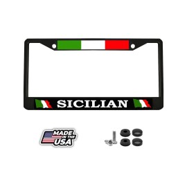 BLVD SICILIAN ITALIAN FLAG Metal License Plate Frame Black Metal Tag Border