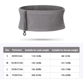 Viilich Belt Bag, Multifunctional, Breathable, Universal Concealed Knitted Waist Bag, Running Waist Bag with Large Capacity, Suitable for Running, Cycling, Jogging, gray