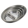 Genware NEV-12562 Vegetable Dish, Stainless Steel, 2 Division Oval, 14",