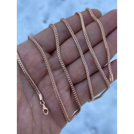 Pink Franco Chain Real 14K Rose Gold Plated Solid 925 Sterling Silver 2mm Necklace - 18"