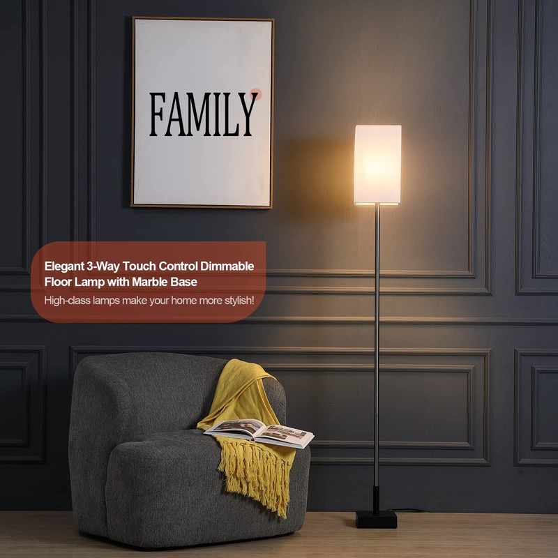 FIGDIFOR Floor Lamp, 3-Way Touch Control Dimmable Standing Lamp with