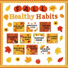 Containlol Fall Classroom Bulletin Board Decorations Set Autumn Harvest Cutouts Decor for Thanksgiving School Decorations(Orange,Health)