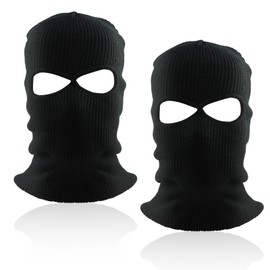 GOTDYBST 2 Pcs Black Balaclava Mask, Windproof Ski Mask Full Face Cover, Knitted Balaclavas for Men Full Face Mask, Motorbike Balaclava Women and Men for Winter Warm and Outdoor Sports
