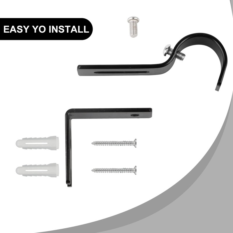 EXLECO 3 Pieces Curtain Rod Bracket Adjustable Metal Wall Mount