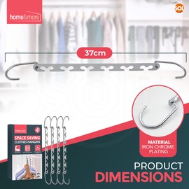 SOL 4pk Space Saving Hangers for Clothes, Create Up to 6x More Wardrobe Space with Magic Space Saving Hangers Hanger Heros, Wardrobe Hangers Clothes Hangers Space Savers - Hangs up to 24x Items