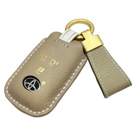 Toyota Rise Daihatsu Rocky New Taft Key Case, Genuine Leather, New Roomy Key Cover, Tanto Model, Genuine Leather, Key Case, RAIZE ROCKY TAFT Key Cover, Dark Beige (Genuine Leather Women) / 4 Button