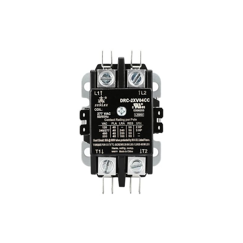 SunLee 2 Pole 40 Amp contactor 277v Coil UL 2