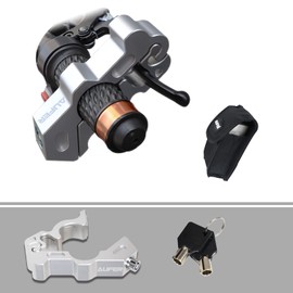 AUFER Universal Heavy Duty Motorcycle Grip Handlebar Throttle Lock Anti Theft Brake Lever Locking Compatible with for Motorbike Sports Bikes Scooter Mopeds ATVs (Chrome)