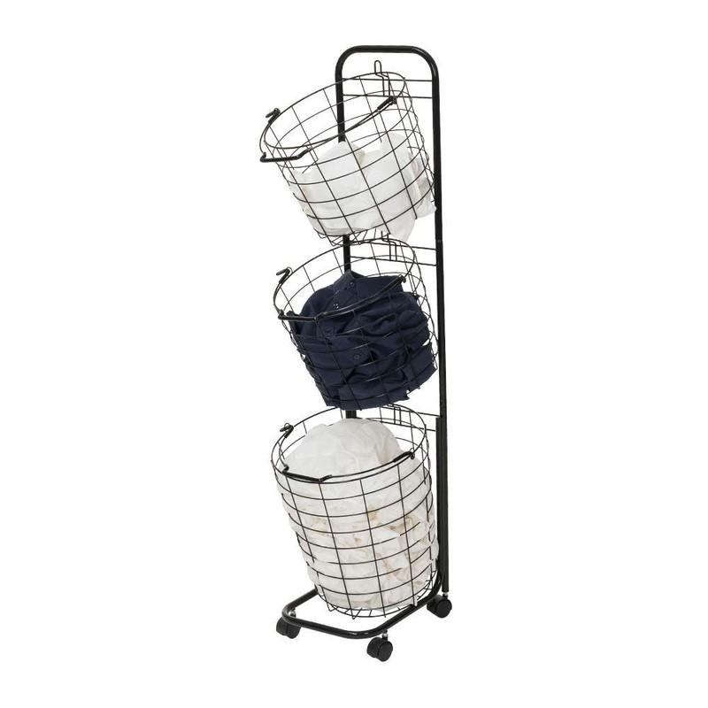Farios 3 Tier Rolling Laundry Hamper with 3 Removable Wire