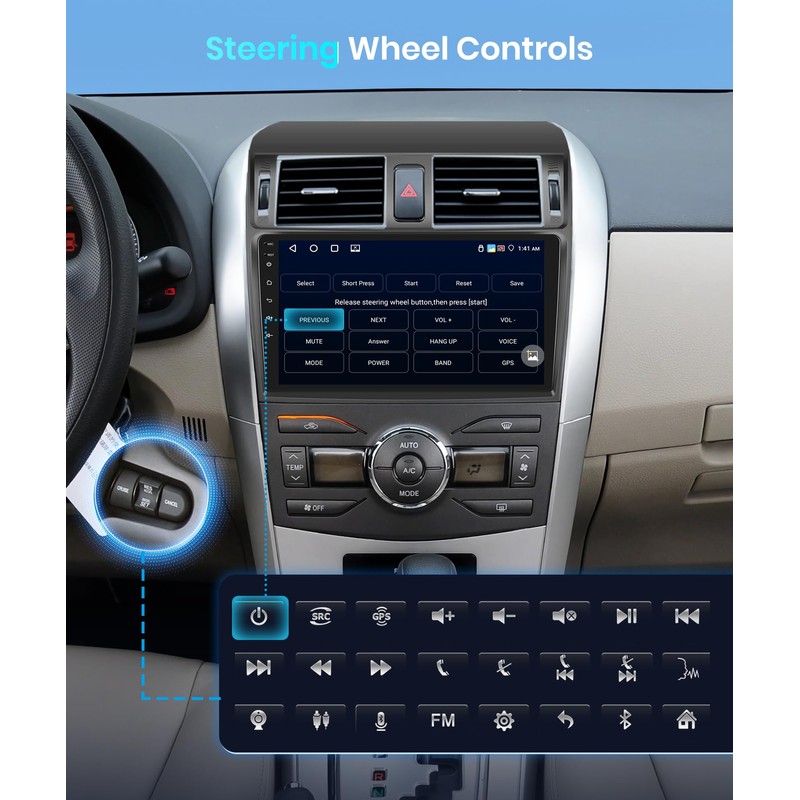 4+64G Android 13 Car Stereo for Toyota Corolla 2009-2013 with