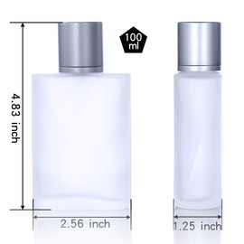 2 Pack 100ml/3.38 Oz Empty Frosted Glass Spray Bottle Perfume Atomizer, Refillable Fine Mist Spray Empty Perfume Bottles with 4 kinds of perfume dispenser (2 Pack 100ml/3.38 Oz Frosted Bottles)