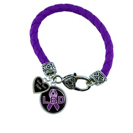 Holly Road Lewy Body Dementia Purple Leather Bracelet Jewelry Choose Your Text