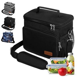 JoalGfda Bolsa de almuerzo aislada - Gran capacidad 12L - Caja de almuerzo reutilizable para oficina, trabajo, picnic, playa - Bolsa de refrigerador a prueba de fugas Bolsa de almuerzo(negro)